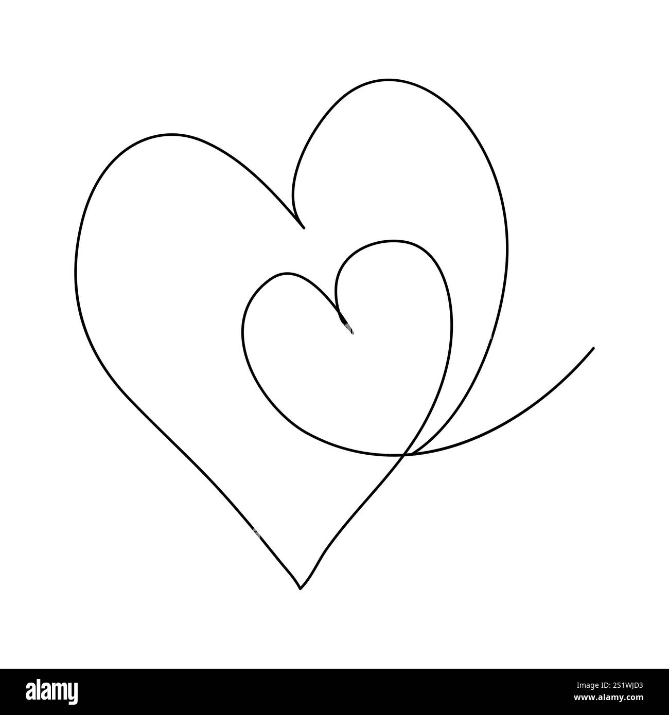 Vector Love Two Hearts logo signe romantique illustration symbole paires passion et calligraphie de mariage élément de conception de la saint-valentin modèle de salutation Illustration de Vecteur