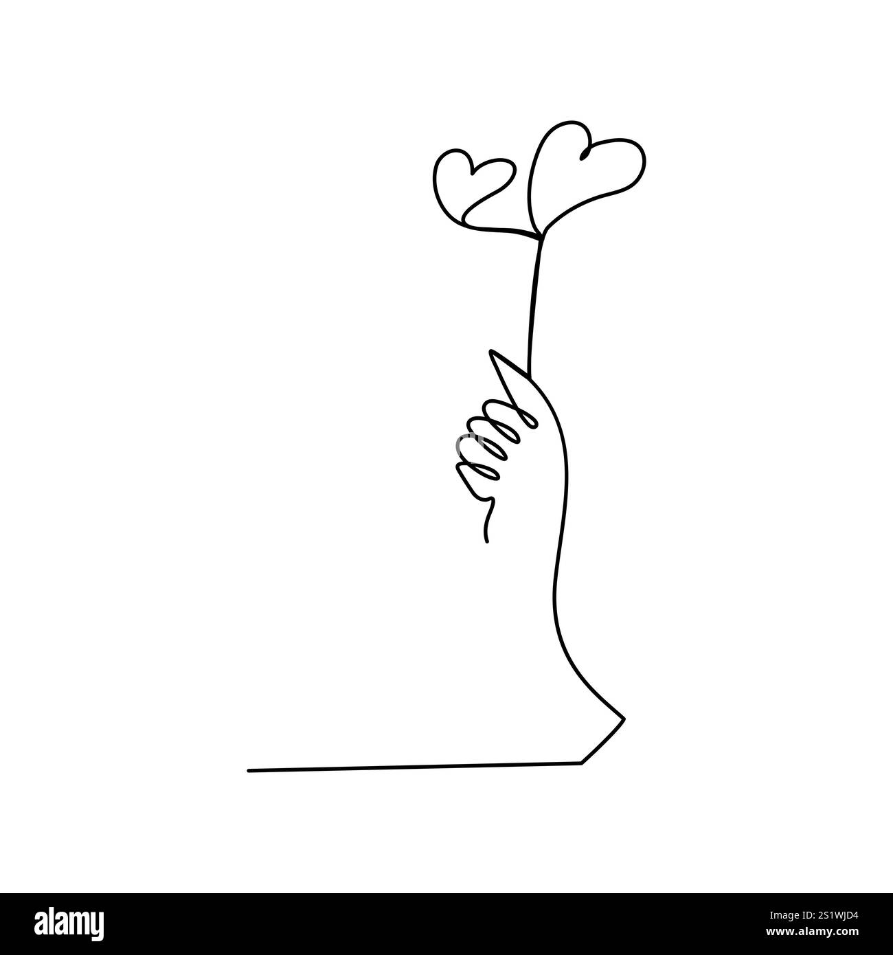 Vector Love Two Hearts logo signe romantique illustration symbole paires passion et calligraphie de mariage élément de conception de la saint-valentin modèle de salutation Illustration de Vecteur