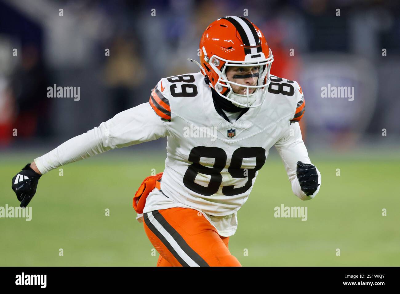 Baltimore, MD, États-Unis. 4 janvier 2025. Le receveur Kaden Davis (89) des Browns de Cleveland en action lors d'un match contre les Ravens de Baltimore au M&T Bank Stadium de Baltimore, Maryland. Photo/ Mike Buscher/Cal Sport Media/Alamy Live News Banque D'Images