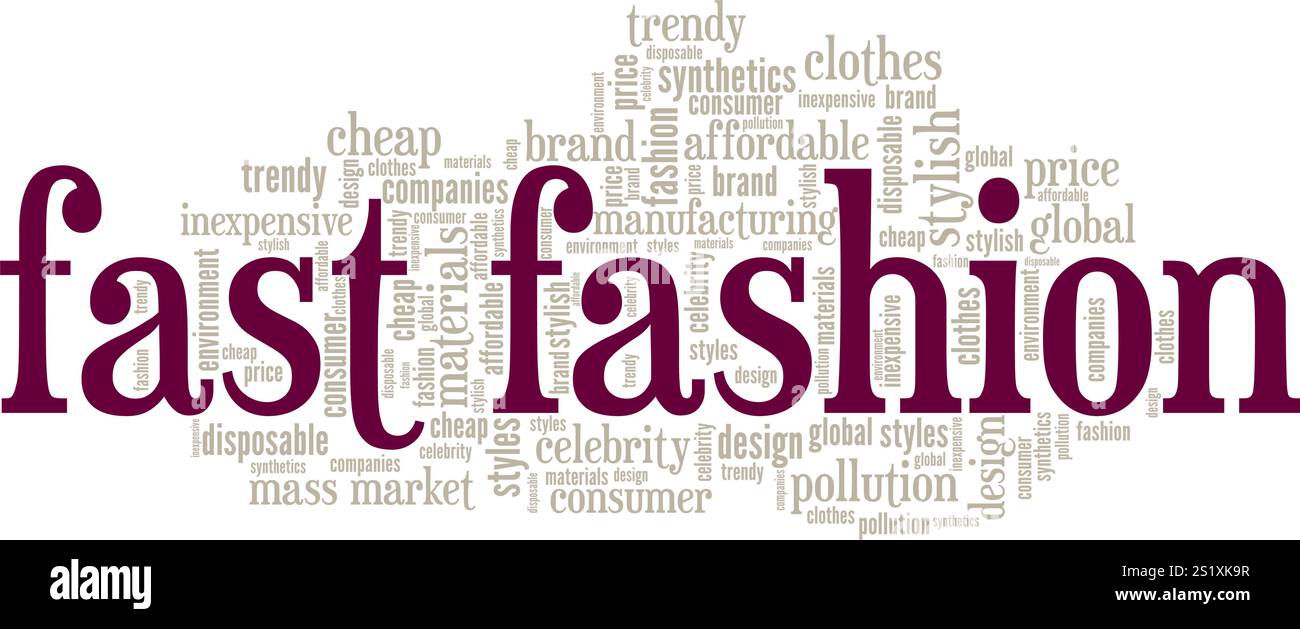 Conception conceptuelle de nuage de mots Fast Fashion isolé sur fond blanc. Illustration de Vecteur