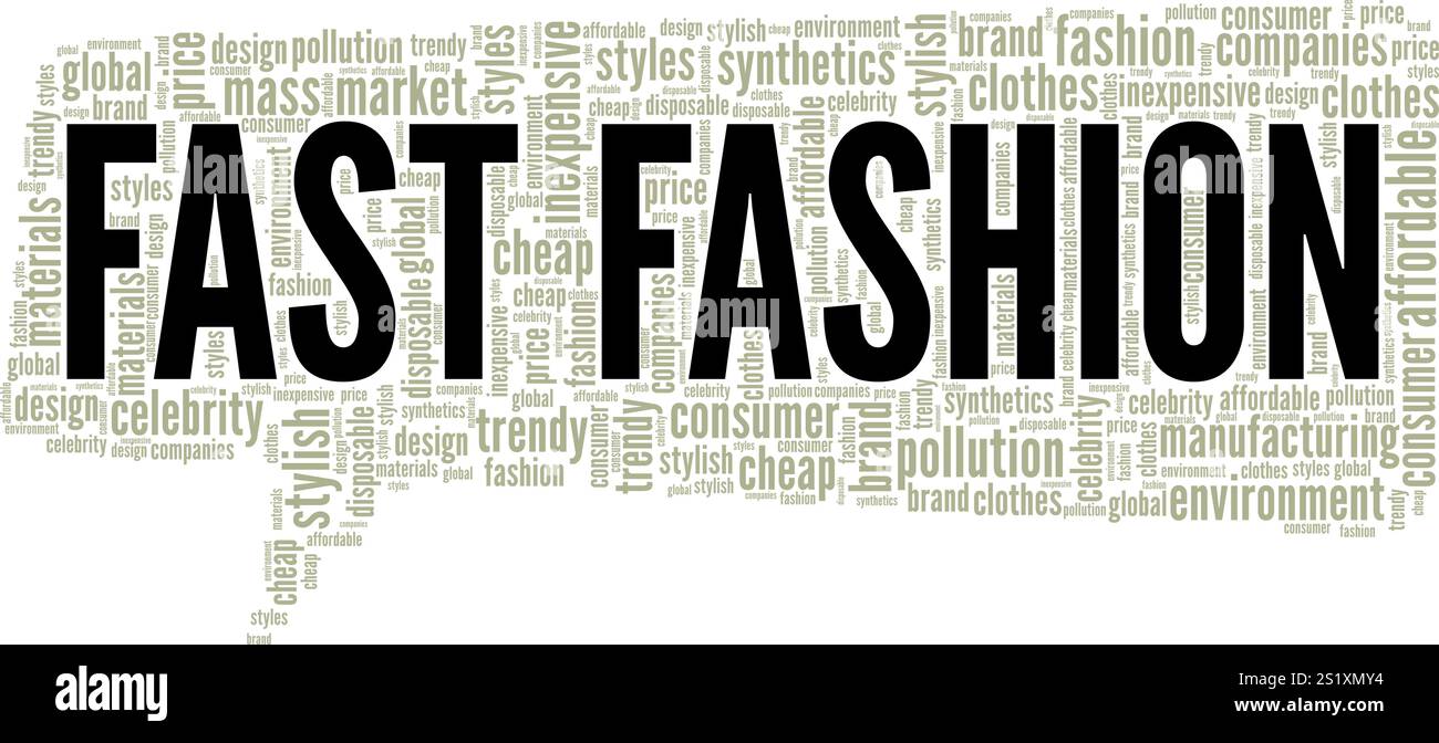Conception conceptuelle de nuage de mots Fast Fashion isolé sur fond blanc. Illustration de Vecteur