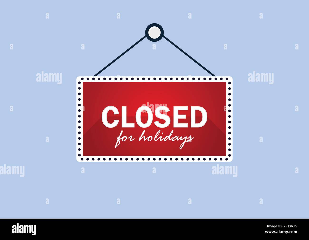 Vecteur fermé pour le signe suspendu de vacances sur fond bleu Illustration de Vecteur
