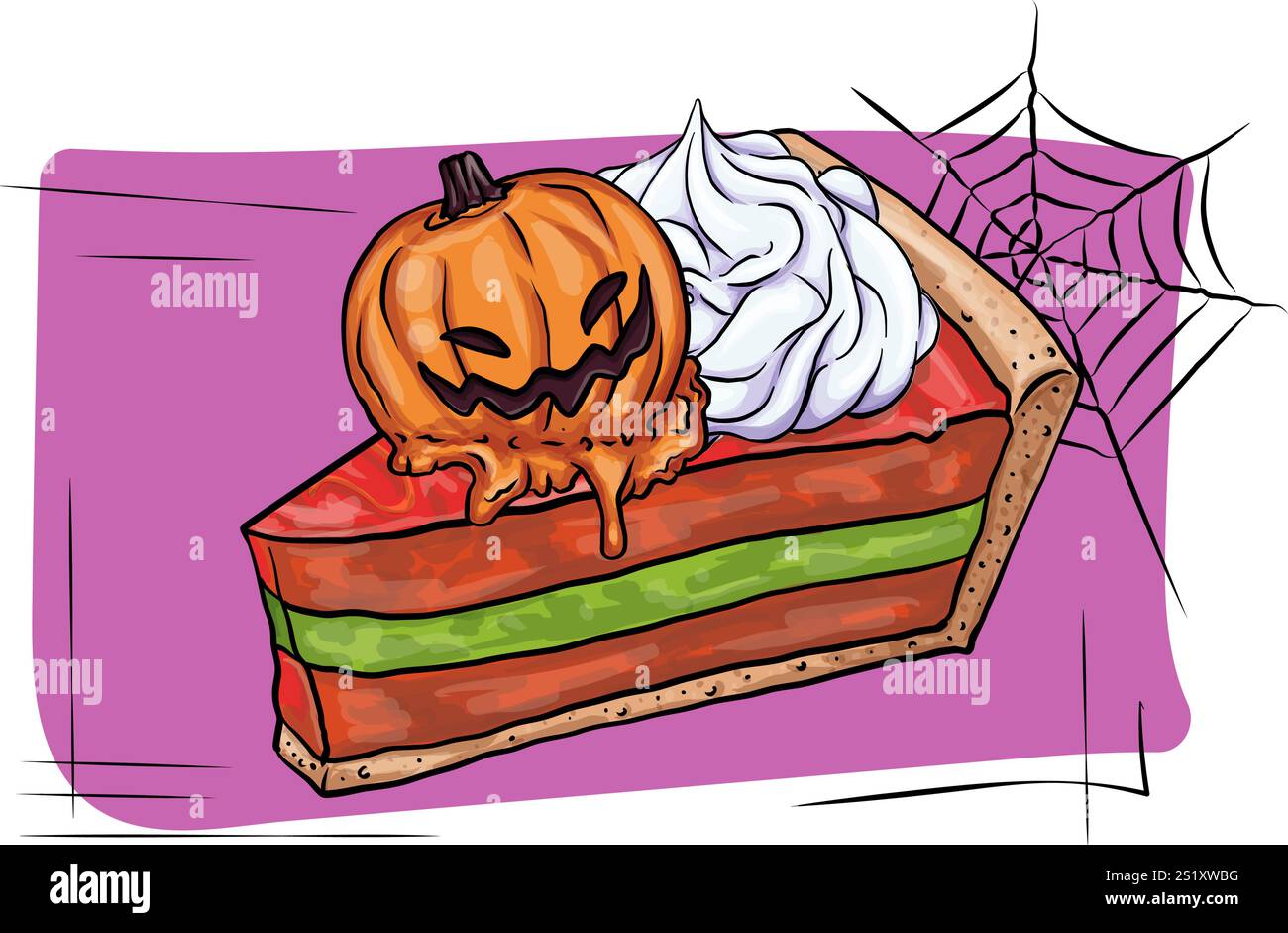Conception de bannière horizontale vectorielle de vecteur de nourriture et de boissons aromatisée à la citrouille. Café d'illustration de dessin animé saisonnier d'automne, Halloween Witch Club SVG Sublimatio Illustration de Vecteur