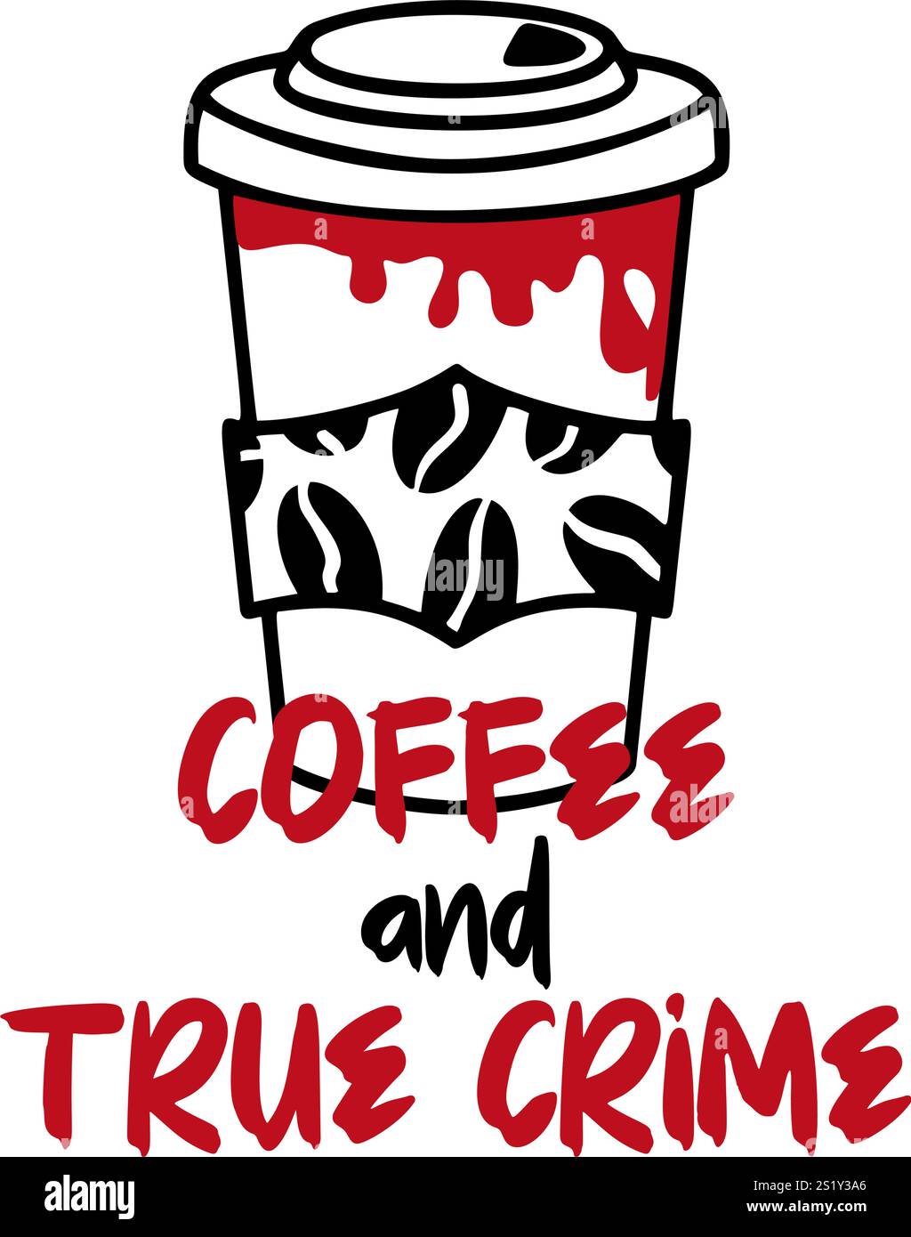 Design ludique de citation de crime véritable, combinant humour et mystère, disponible comme illustration vectorielle précise et professionnelle. Café et citation de crime vrai Illustration de Vecteur