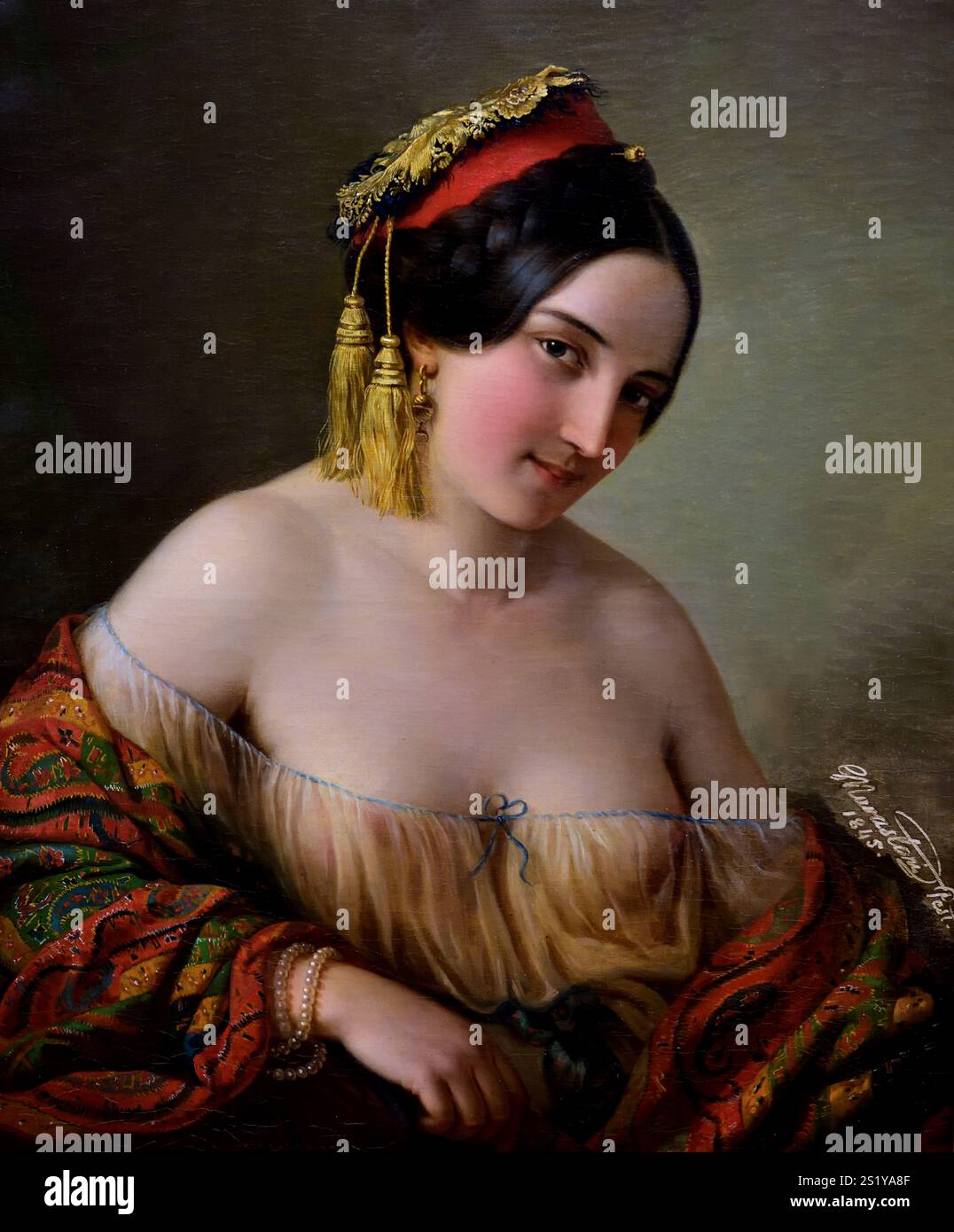 Femme grecque 1845 de Jakab Marastoni 1804-1860 Musée des Beaux-Arts, Italien, Italie, Banque D'Images