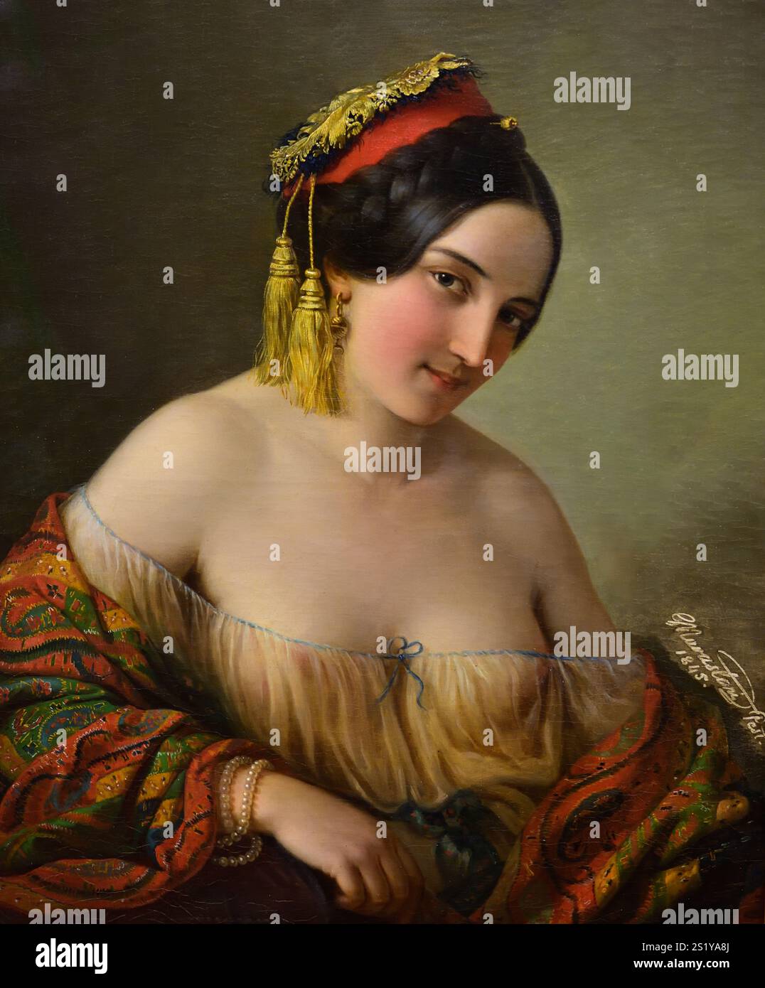 Femme grecque 1845 de Jakab Marastoni 1804-1860 Musée des Beaux-Arts, Italien, Italie, Banque D'Images