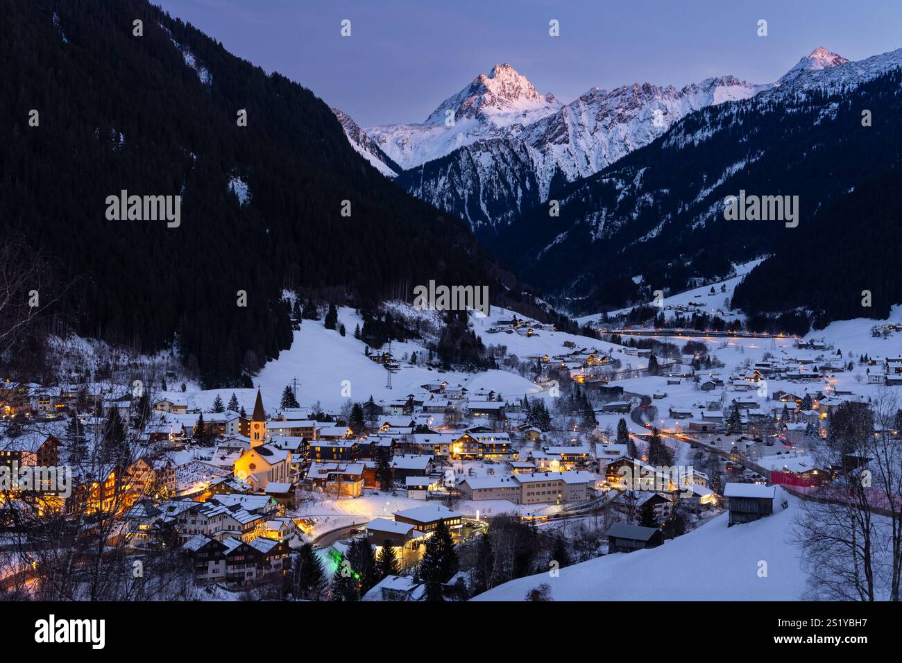 Gaschurn en Autriche en hiver Banque D'Images