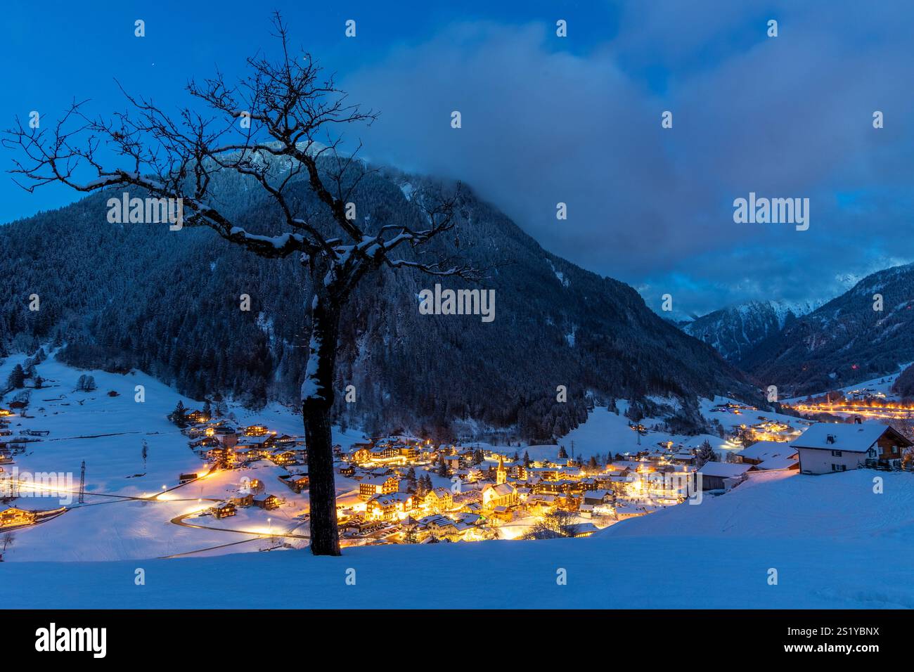 Gaschunr en Autriche la nuit en hiver Banque D'Images