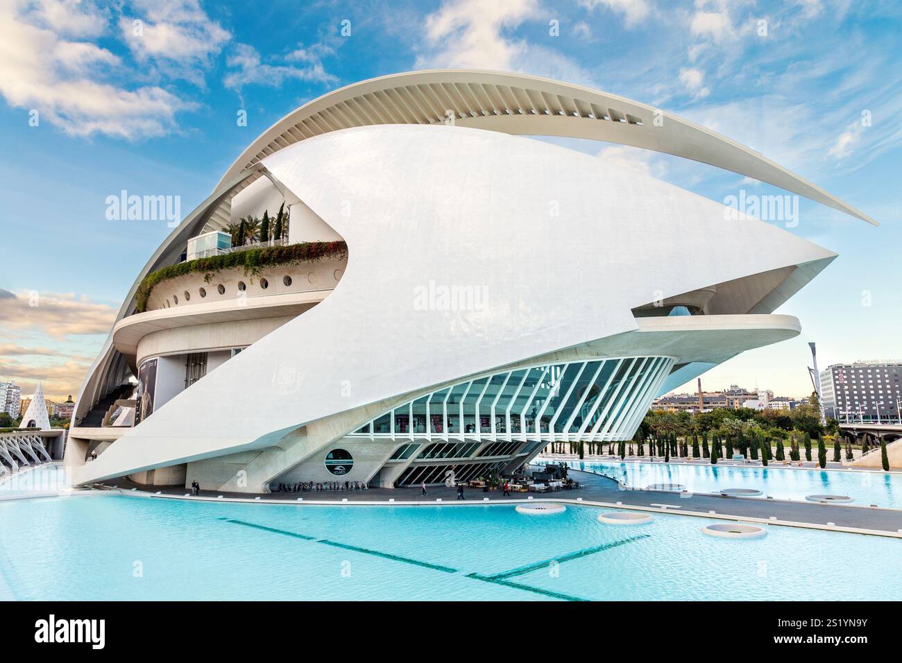 Futuriste Queen Sofía Palais des Arts dans la Cité des Arts et des Sciences, Valence, Espagne Banque D'Images Futuriste Queen Sofía Palais des Arts dans la Cité des Arts et des Sciences, Valence, Espagne Banque D'Images