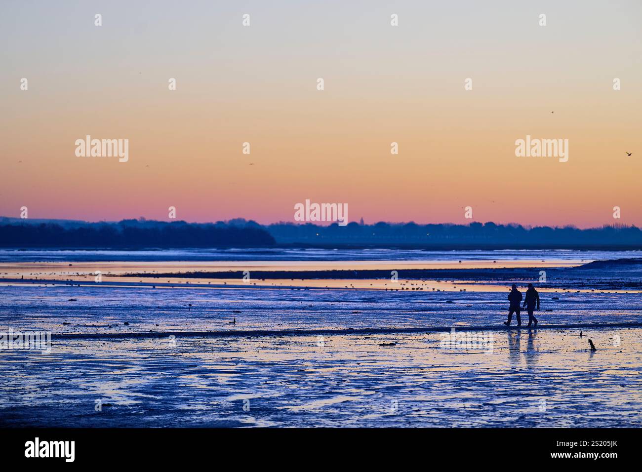 Lever du soleil sur le port de Langstone Banque D'Images
