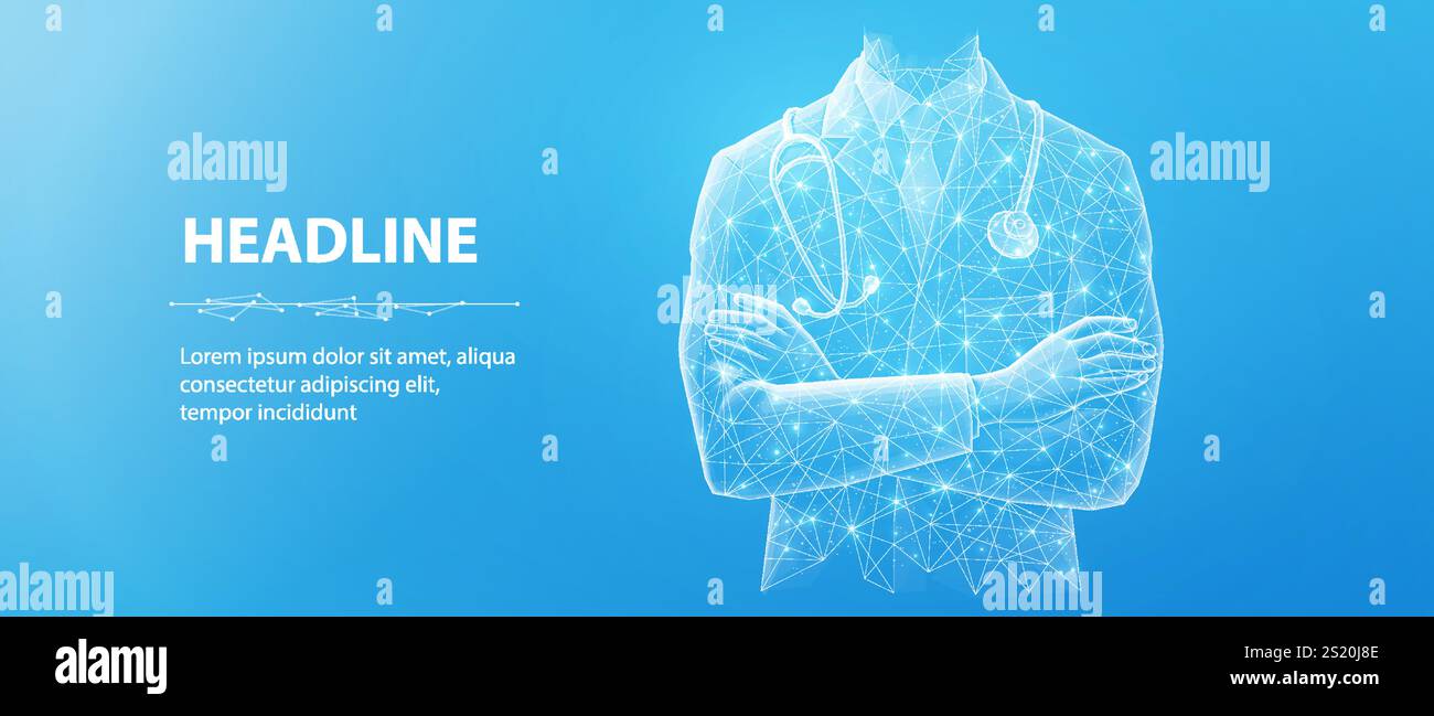 Docteur en IA numérique en ligne. Système de santé, technologie de médecine hospitalière. Illustration de Vecteur