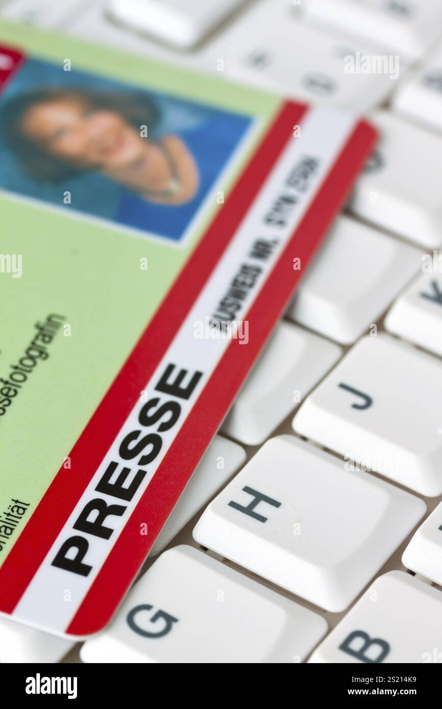 Carte de presse pour journalistes lors d'une conférence de presse, carte de presse pour journalistes lors d'une conférence de presse Autriche Banque D'Images