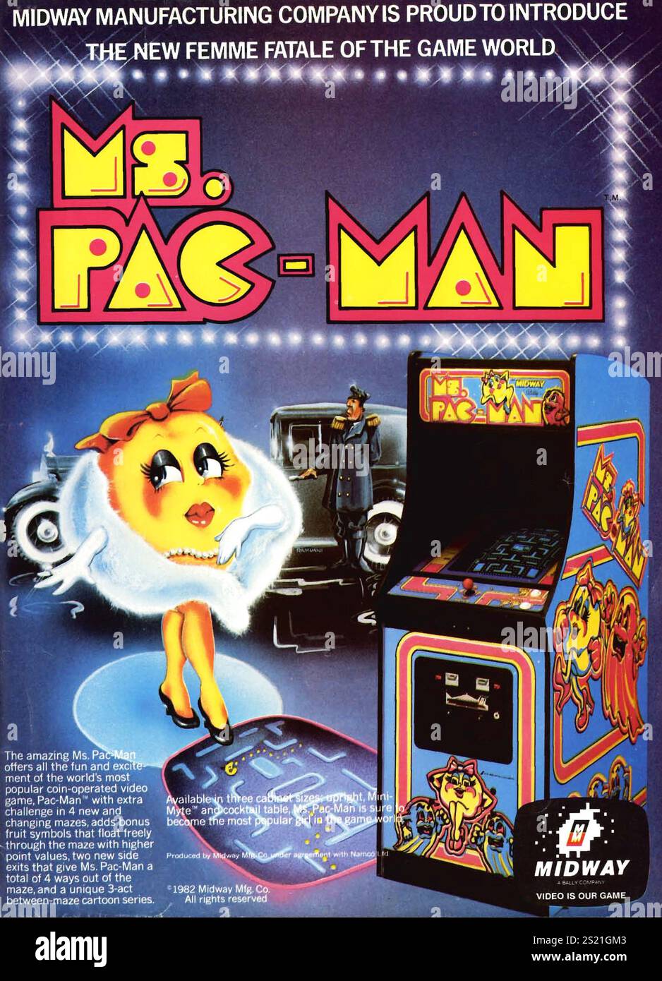1982 Midway MS PAC-Man Arcade Game ad Banque D'Images