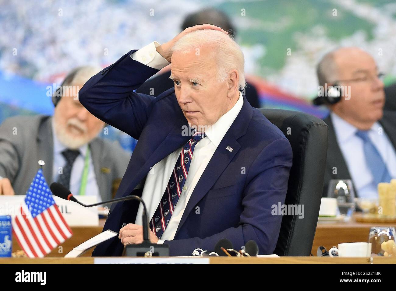Rio de Janeiro, Brésil, 19 novembre 2024, Joe Biden, Président des États-Unis, lors d'une réunion à la plénière du G20. Banque D'Images