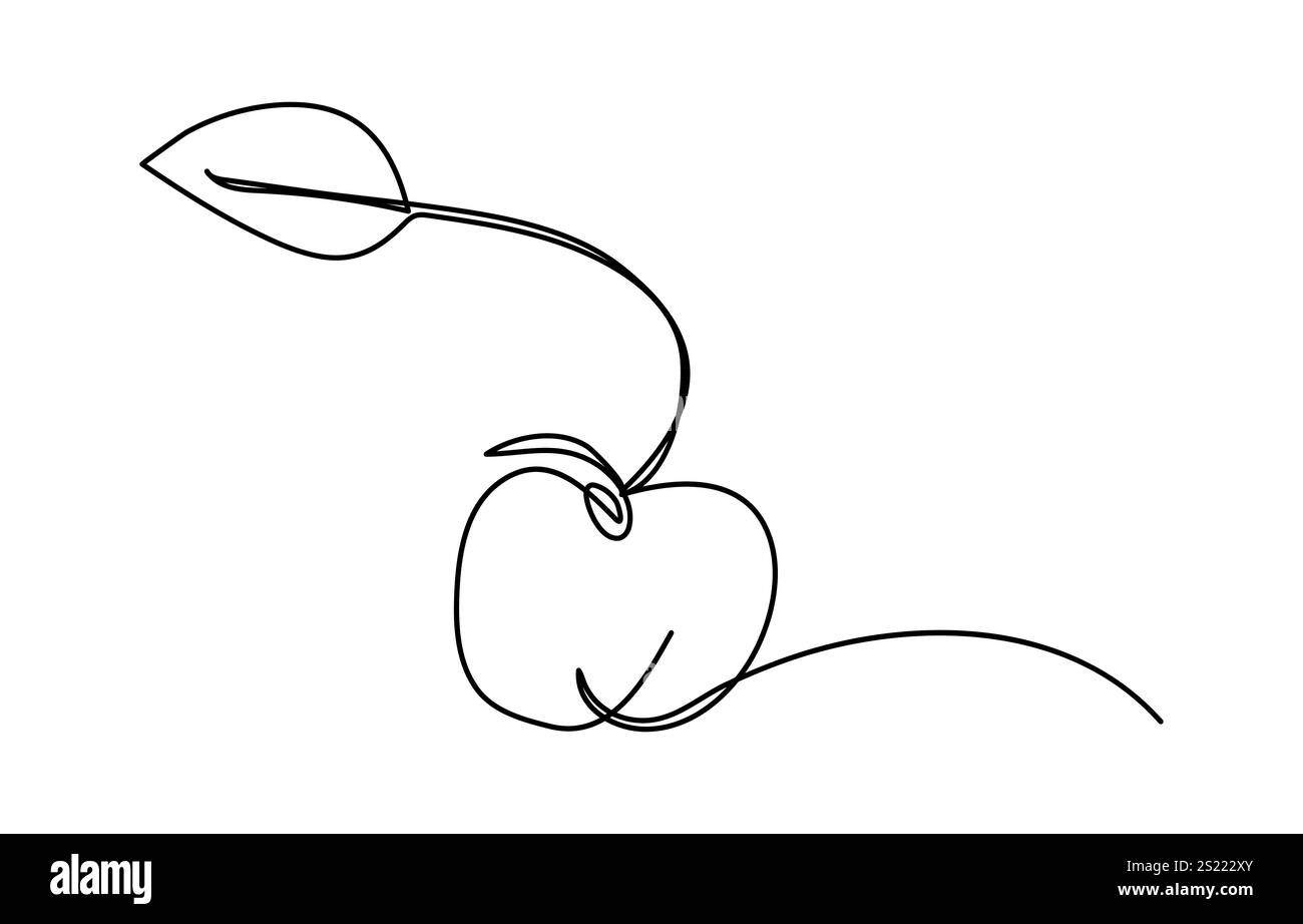 Tomate continue d'une ligne pour l'impression d'épicerie sur des affiches et des bannières de style linéaire vecteur Illustration de Vecteur