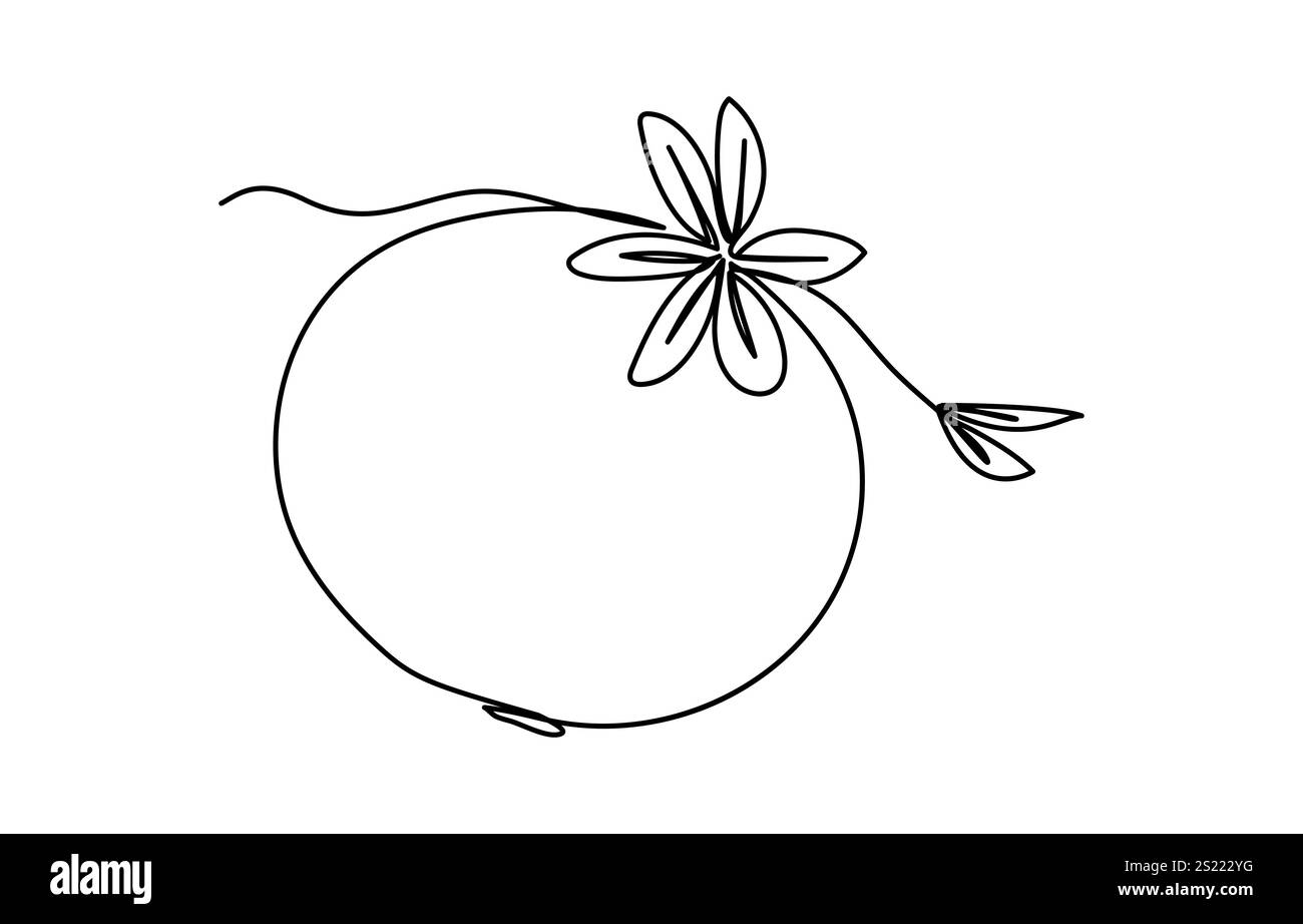 Tomate continue d'une ligne pour l'impression d'épicerie sur des affiches et des bannières de style linéaire vecteur Illustration de Vecteur