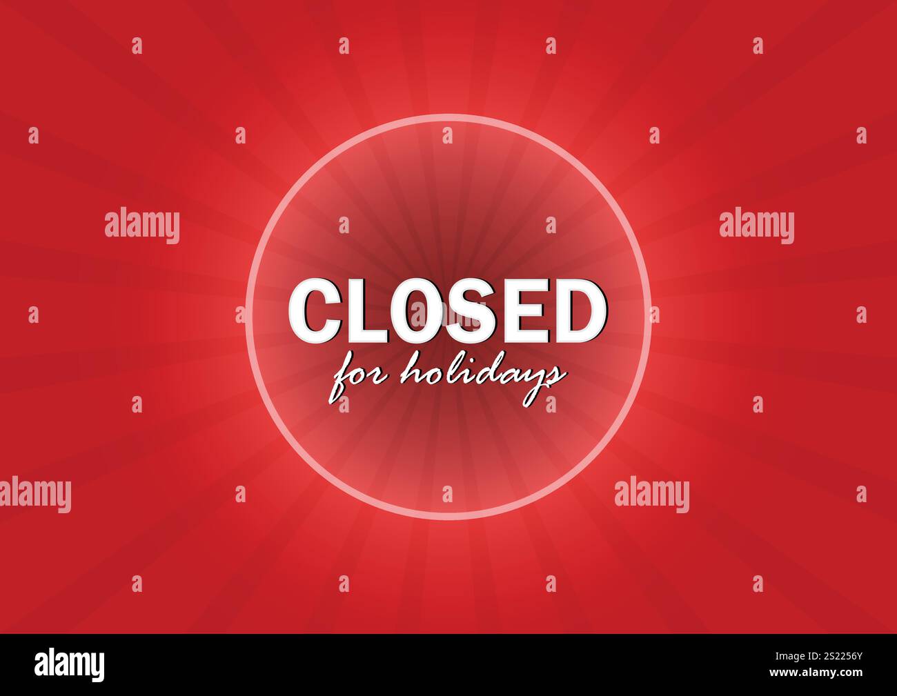 Vecteur fermé pour le signe de vacances isolé sur fond rouge. modèle de conception parfait pour les affaires, magasin de détail, bureau Illustration de Vecteur