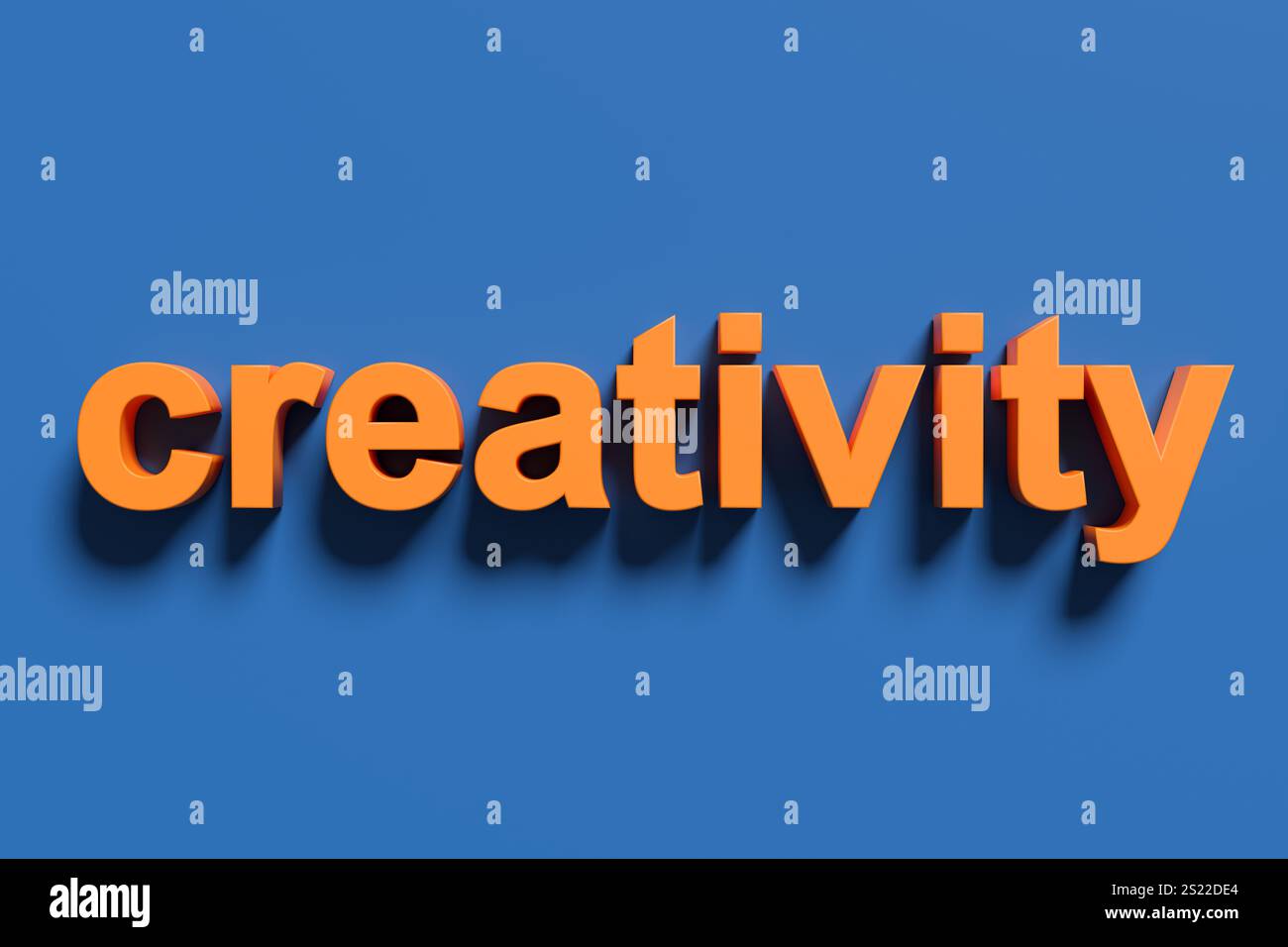 Le mot créativité sur un fond bleu vif, représentant l'innovation, l'inspiration et l'originalité. Rendu 3D. Banque D'Images