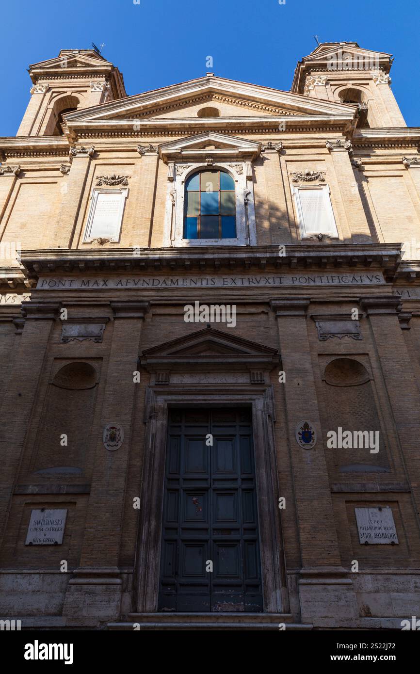 Église Sant'Atanasio dei Greci (détail), Rome, Italie. Banque D'Images