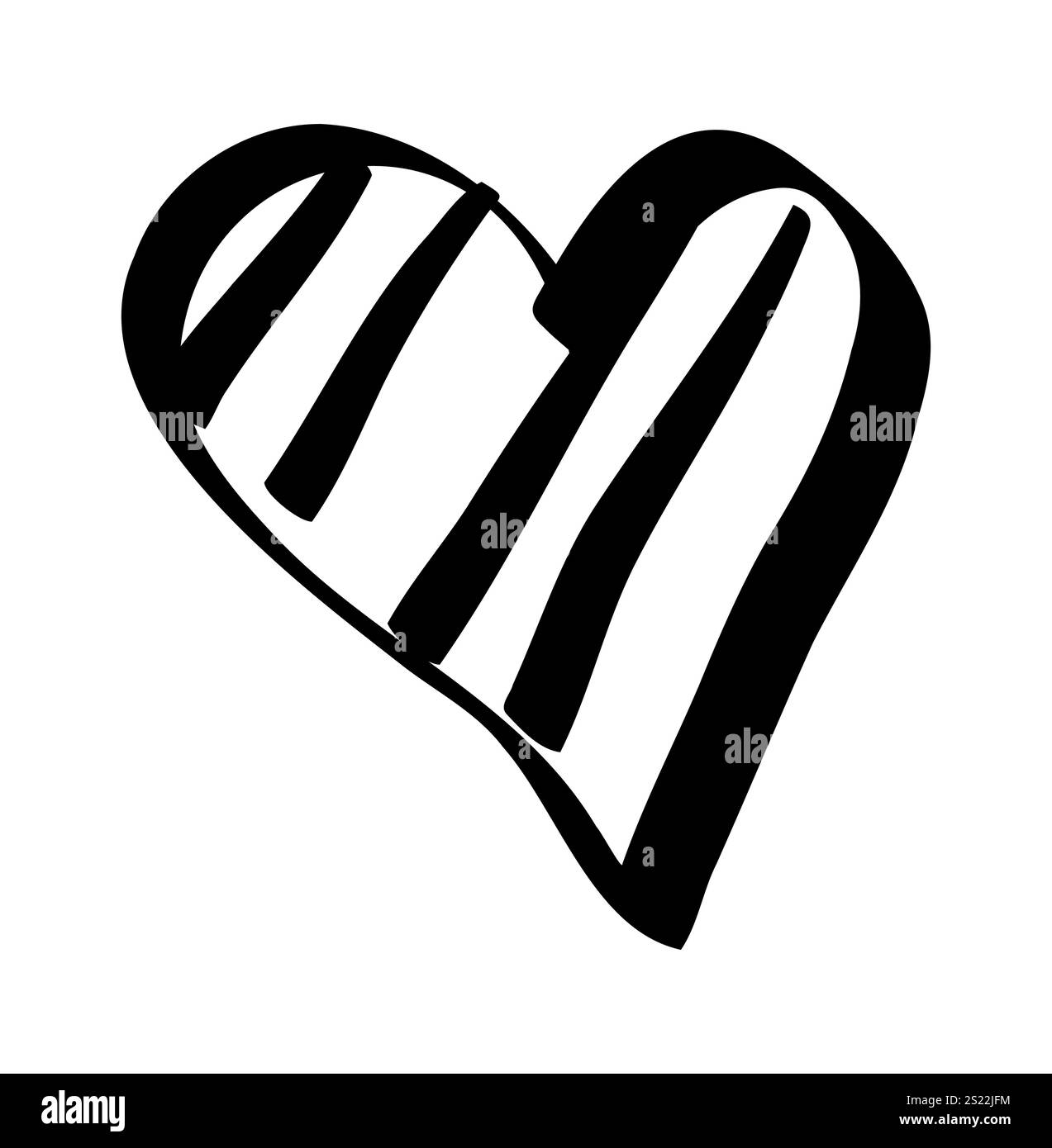 Simple Doodle Heart. Cœur dessiné à la main isolé sur fond blanc. Symbole Saint-Valentin. Illustration vectorielle Illustration de Vecteur