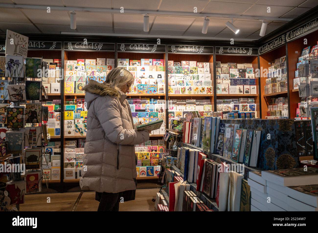 L'intérieur d'une librairie Waterstones dans le centre-ville de Truro en Cornouailles au Royaume-Uni. Banque D'Images L'intérieur d'une librairie Waterstones dans le centre-ville de Truro en Cornouailles au Royaume-Uni. Banque D'Images