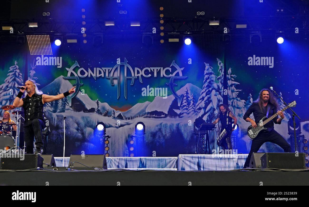 Motocultor Festival, Sonata Artica, Tony Kakko Singer, Carhaix, Morbihan, Bretagne, France, Europe Banque D'Images