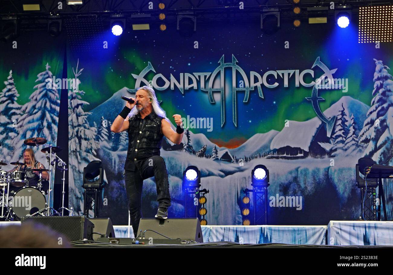 Motocultor Festival, Sonata Artica, Tony Kakko Singer, Carhaix, Morbihan, Bretagne, France, Europe Banque D'Images