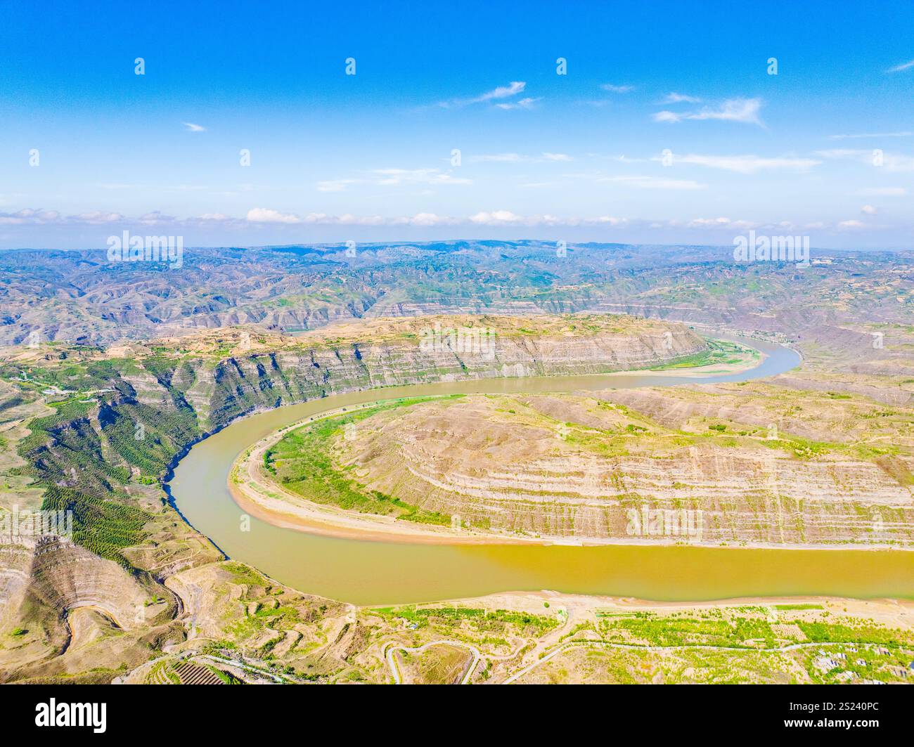 Journée d'été ensoleillée dans le parc géologique Yonghe Yellow River Snake Bend à Linfen, Shanxi Banque D'Images