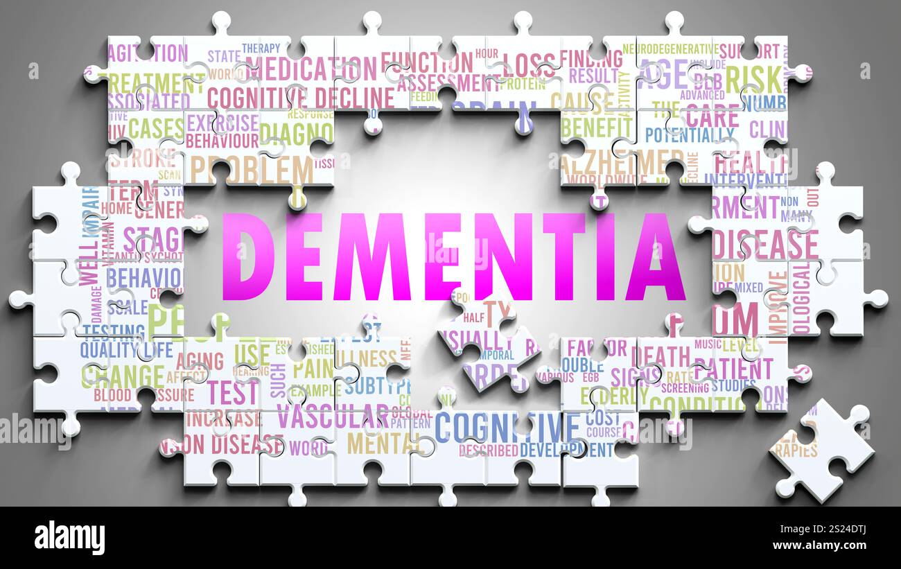 La démence étant un sujet complexe, lié à d'autres sujets importants. Banque D'Images