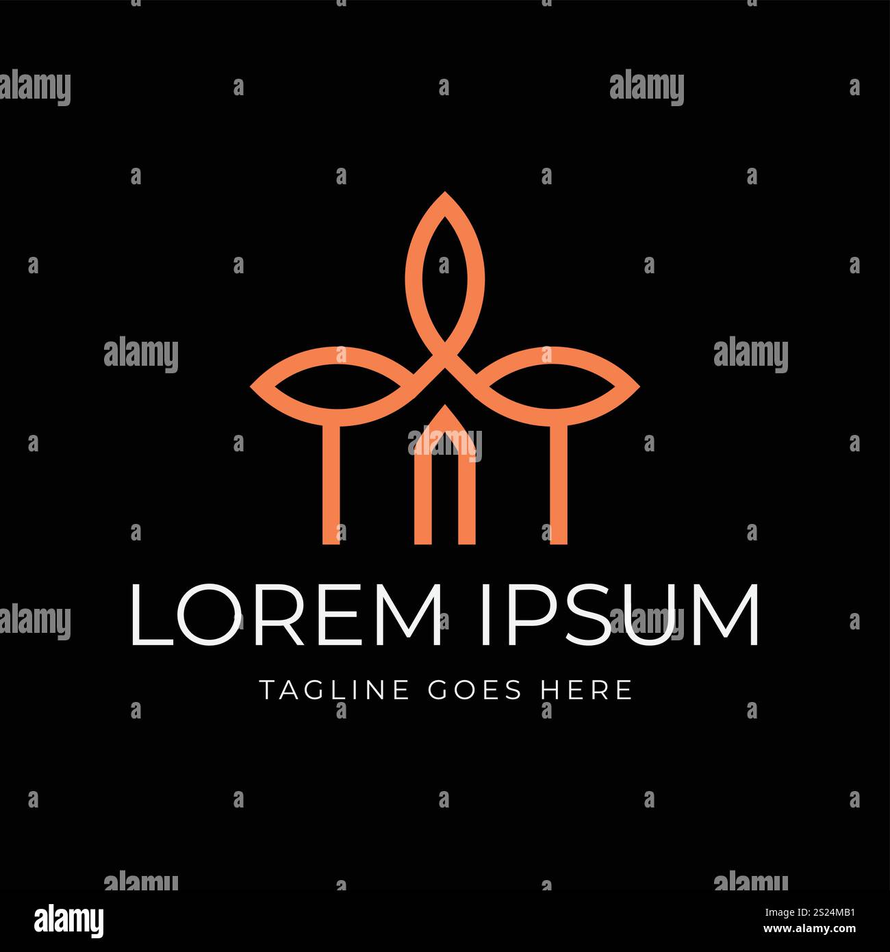 Simple Minimalist Home Tree Leaf for nature Herbal Product icône symbole monogramme ligne logo Design vecteur Illustration de Vecteur