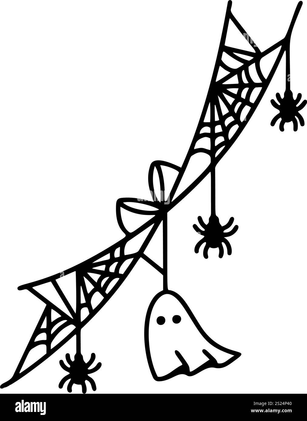 Vector Halloween frontière avec fantôme, parfait pour les flyers effrayants ou les bannières créatives Illustration de Vecteur