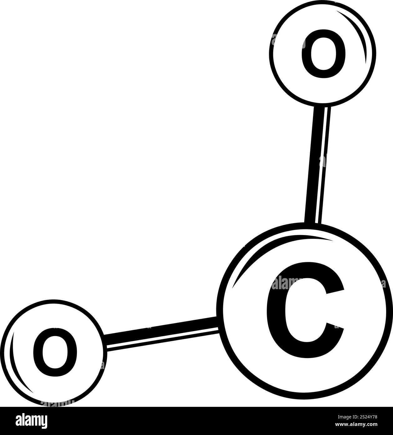 Illustration vectorielle dessinant le symbole noir et blanc CO2 concept de molécule de dioxyde de carbone Illustration de Vecteur