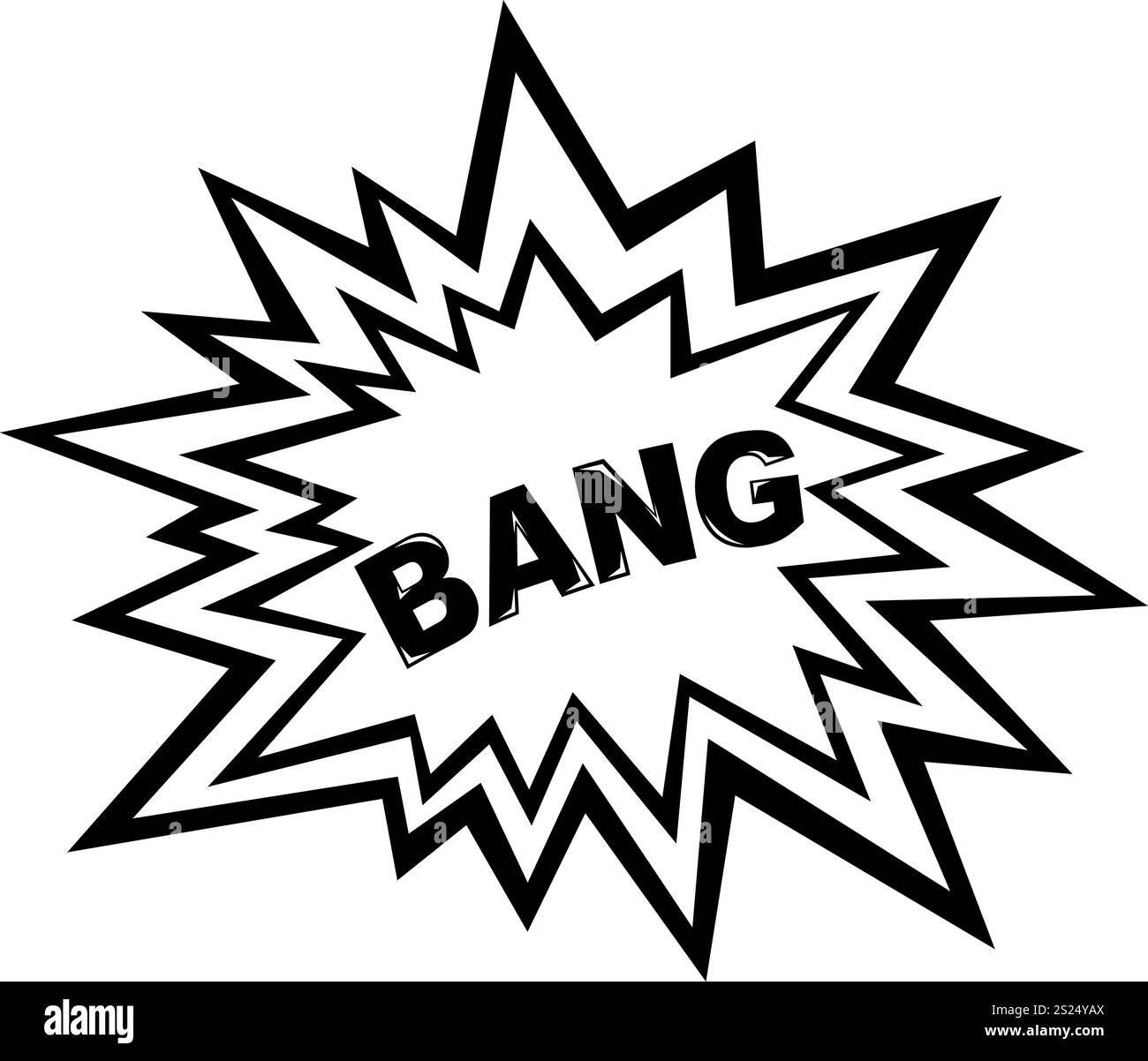 illustration vectorielle dessin icône noir et blanc onomatopée explosion collision avec texte bang Illustration de Vecteur