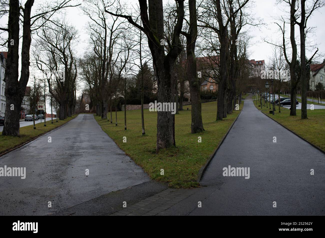 Deux routes, deux chemins. Une route vers Fulda, Allemagne, décembre 2024 Banque D'Images