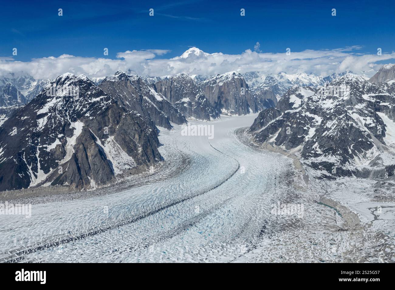 Amérique du Nord ; États-Unis ; Alaska ; chaîne montagneuse de l'Alaska ; Parc national Denali; Mont Denali ; glacier Ruth Banque D'Images