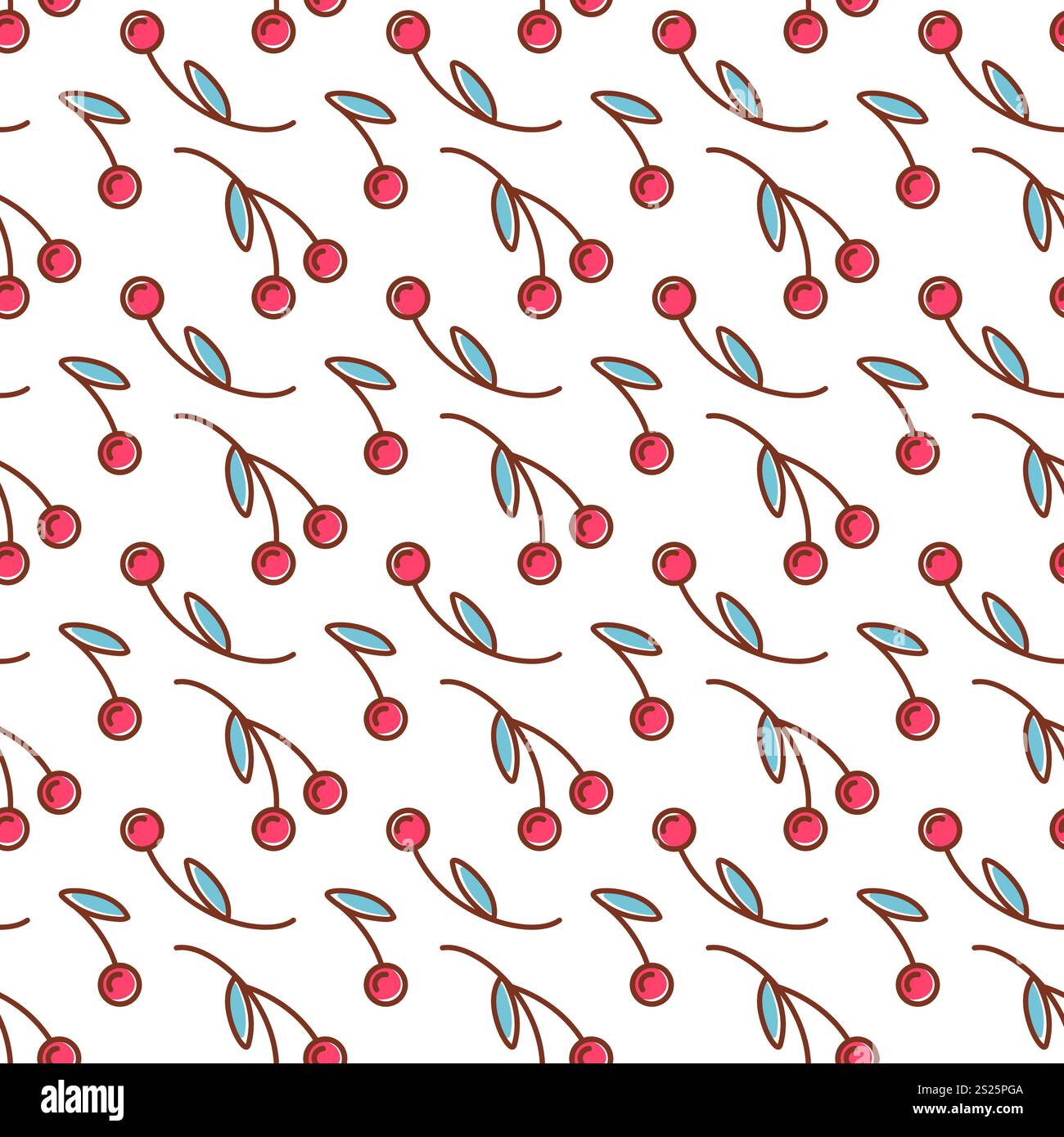 Un charmant motif sans couture avec d'adorables griffonnages de cerise, mettant en valeur des détails complexes et des couleurs éclatantes. Parfait pour les textiles, les papiers peints, et Illustration de Vecteur