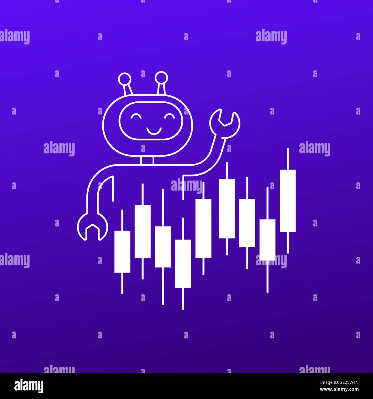Icône de vecteur de bot de trading, analyse de données de marché ai Illustration de Vecteur