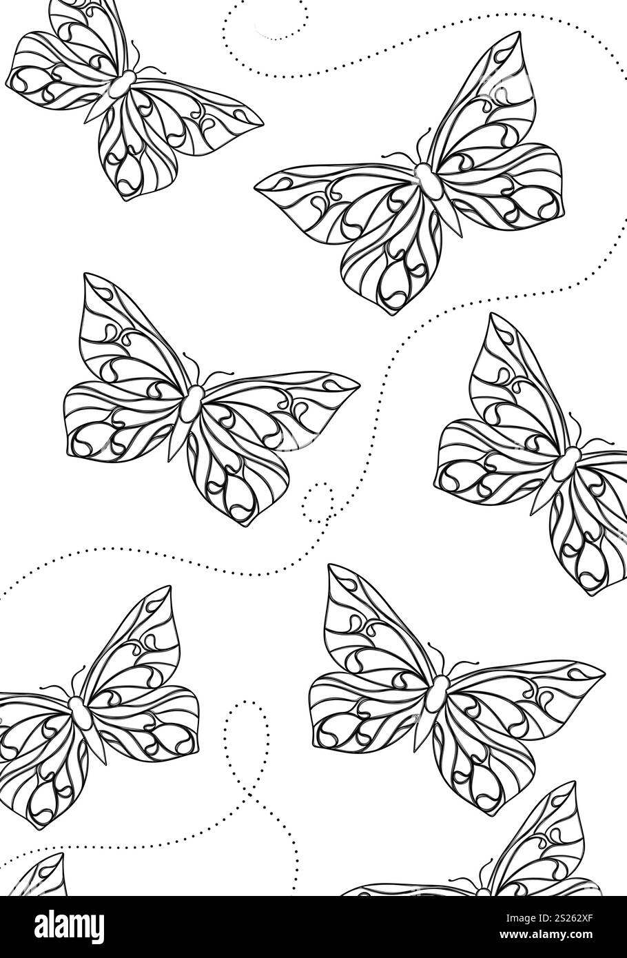 Pattern art papillon, mise en page pour l'impression d'illustrations sur T-shirts, blocs-notes, couvertures Banque D'Images