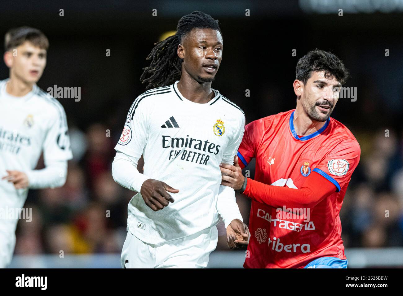 Carthagène, Espagne. 6 janvier 2025. Camavinga du Real Madrid CF lors du match de la 16ème manche de la Copa del Rey entre CD Minera et Real Madrid au stade Cartagonova à Carthagène, Espagne. © ABEL F. ROS/Alamy Live News Banque D'Images
