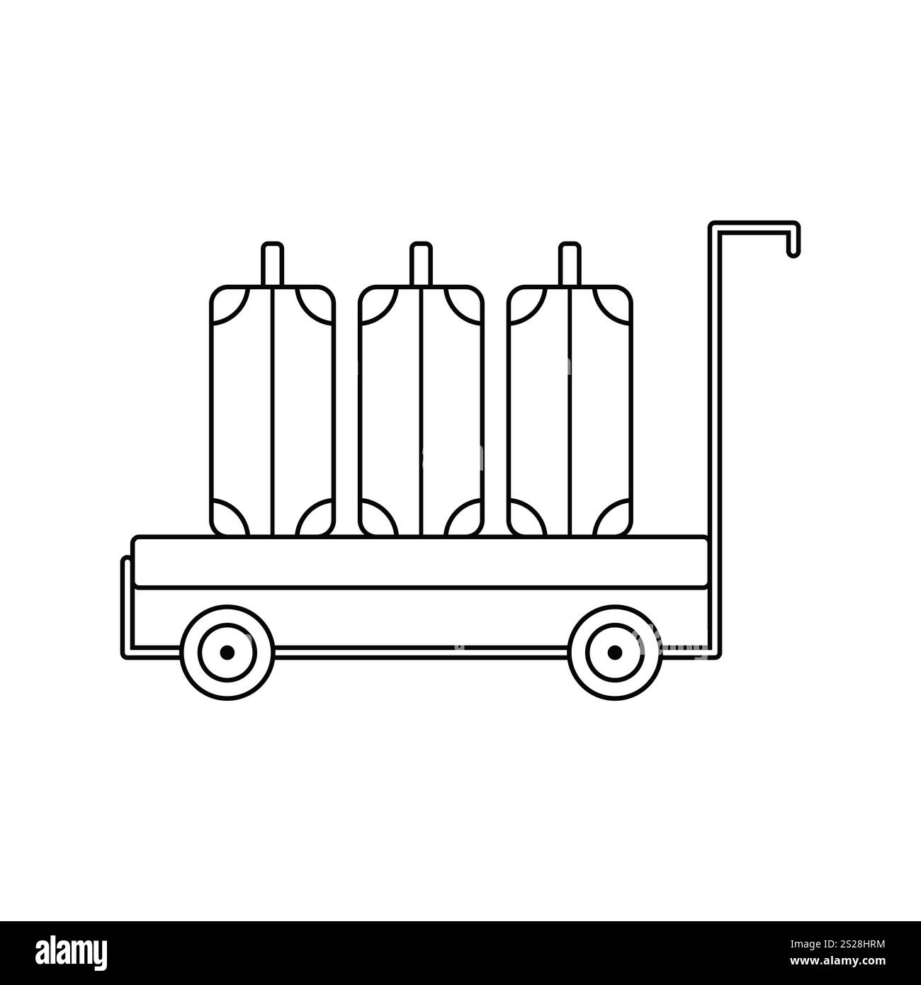 Icône de chariot à bagages. Fine ligne design. Vector illustration. Banque D'Images