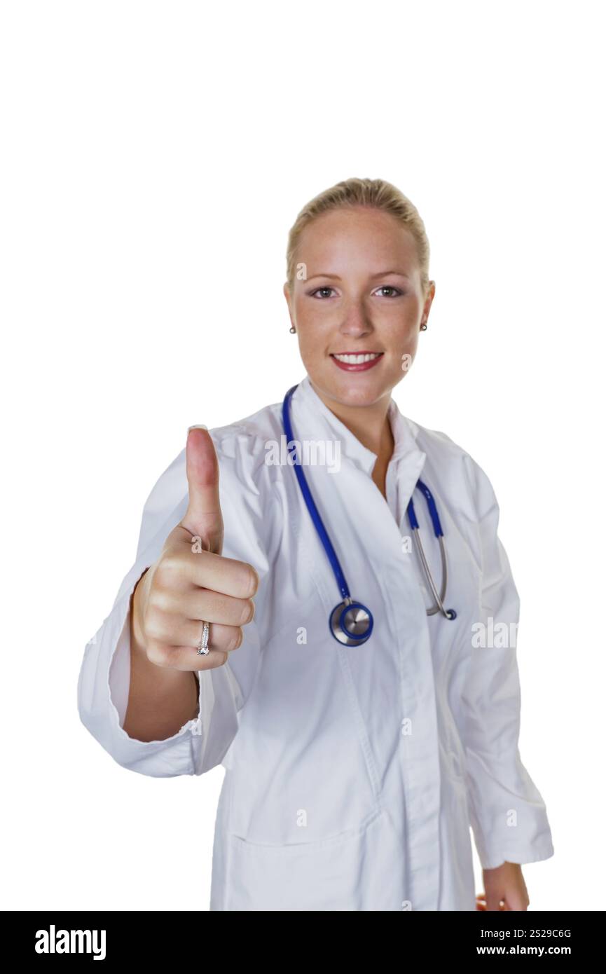 Un jeune médecin avec un stéthoscope dans sa chirurgie Banque D'Images