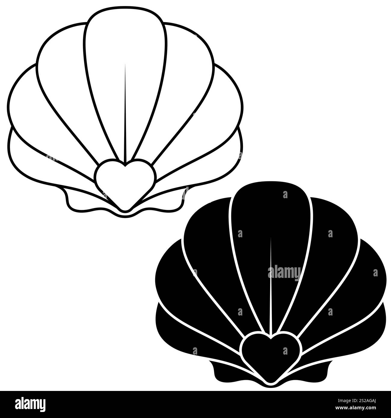 Coquillage avec coeur au centre, fana marina Saint-Jacques Illustration de Vecteur