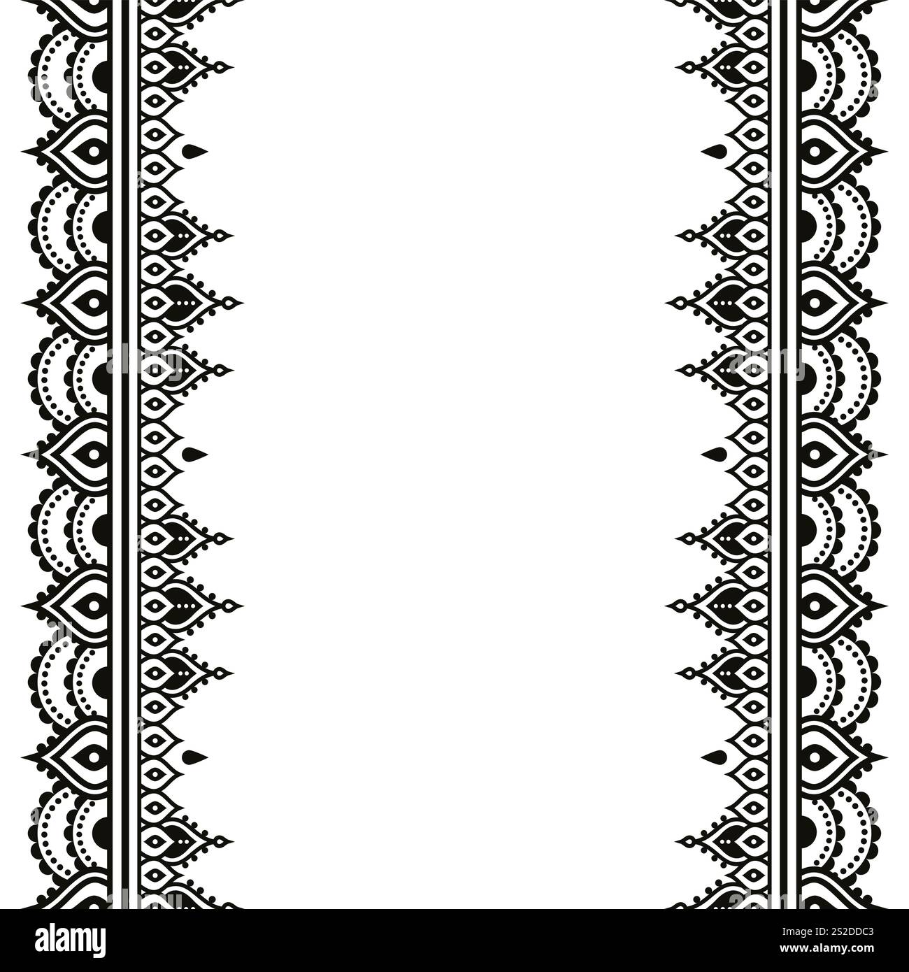 Style traditionnel de tatouage indien Mehndi inspiré vecteur modèle sans couture ou carte de voeux en noir et blanc Illustration de Vecteur