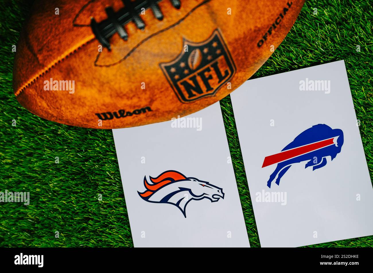 ORCHARD PARK, 6 JANVIER 2025 : Denver Broncos v. Buffalo Bills, NFL Wild Card Round. Un match de football américain pour la saison 2025. Fichier photo pour 20 Banque D'Images
