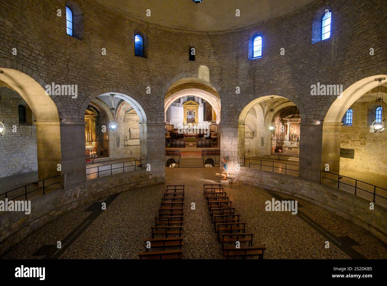 Brescia, Italie. Intérieur de l'ancienne cathédrale ou Duomo Vecchio Banque D'Images