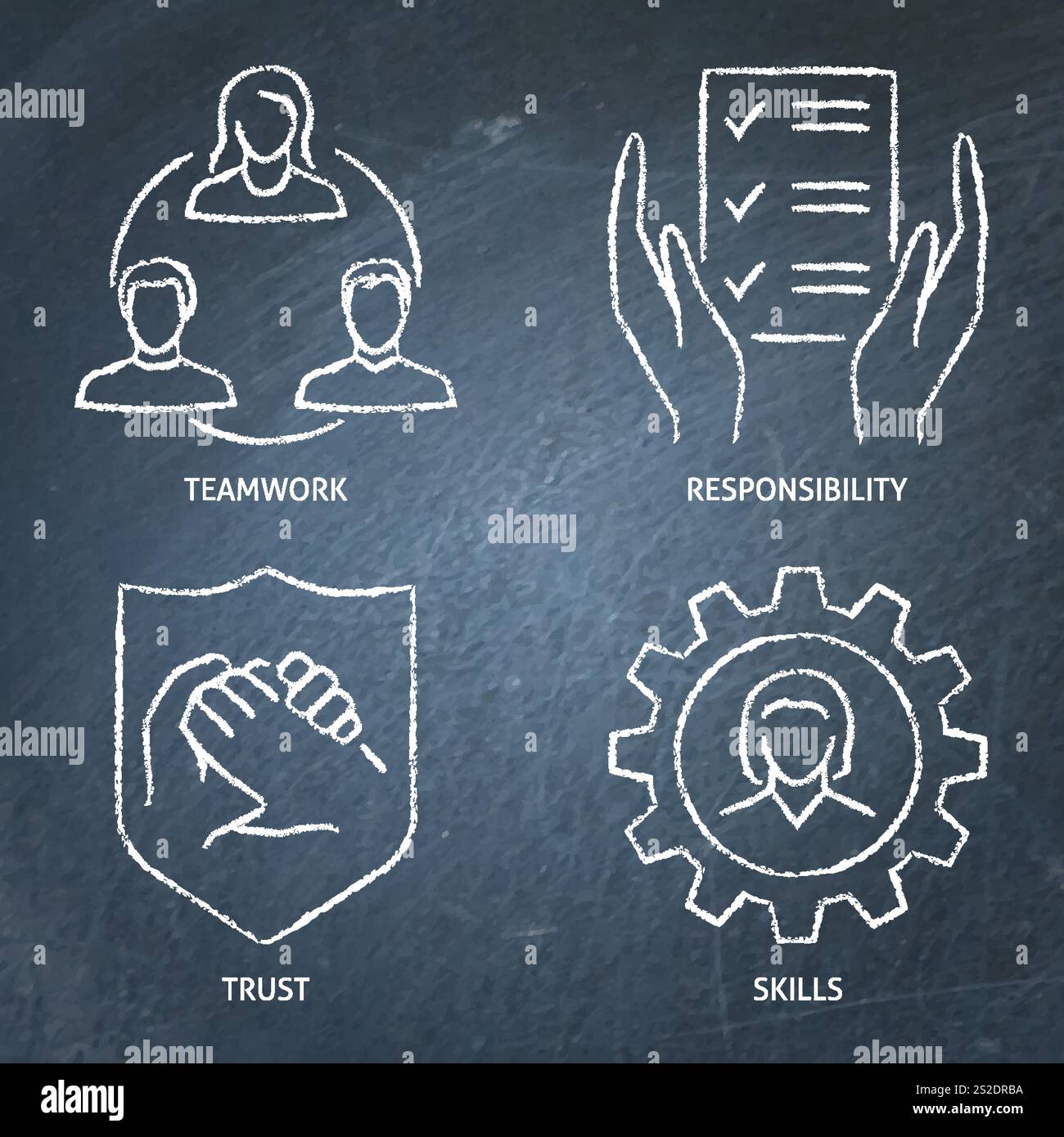 Jeu d'icônes de tableau de surveillance du travail d'équipe. Partenariat, symboles de coopération. Illustration vectorielle Illustration de Vecteur