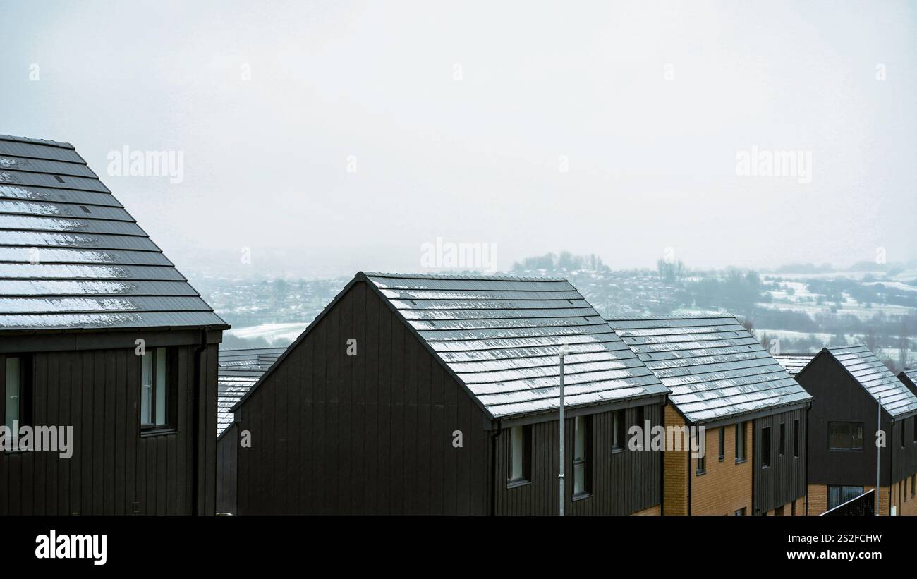 Paysage hivernal après les chutes de neige : paysages enneigés et photos de la nature en Angleterre Banque D'Images