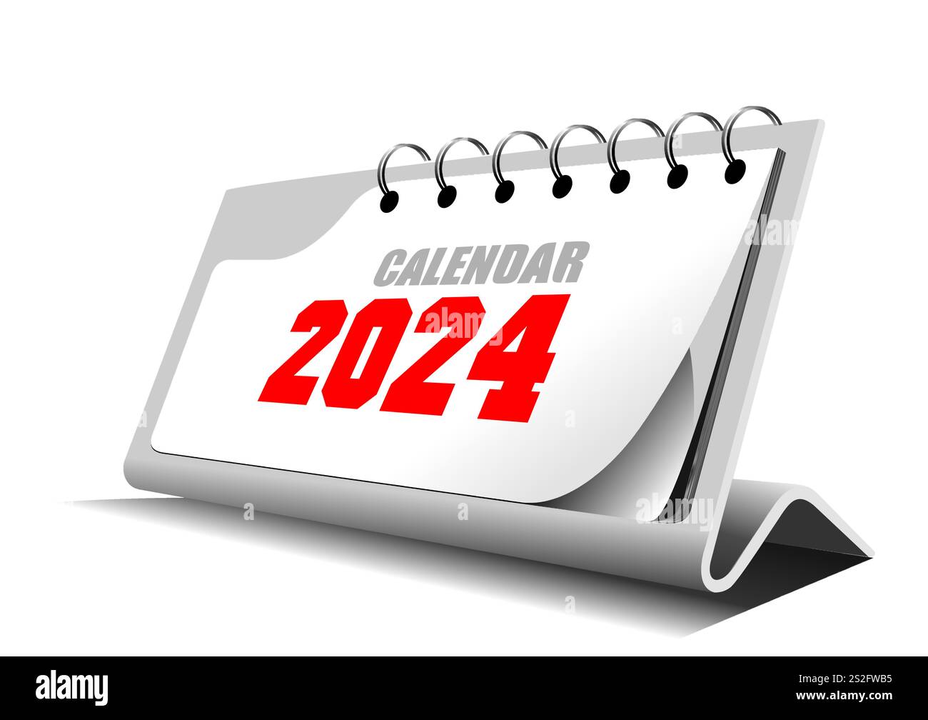 Illustration vectorielle 3d du calendrier de bureau 2024 année Illustration de Vecteur