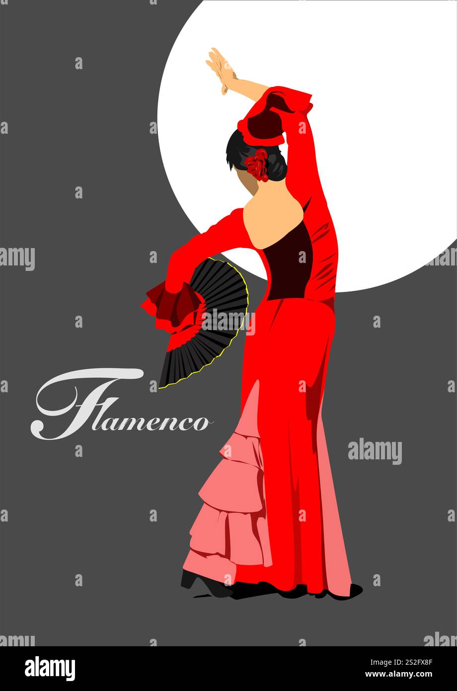 Belle jeune femme dansant flamenco isolée sur blanc. Illustration 3d vectorielle Illustration de Vecteur
