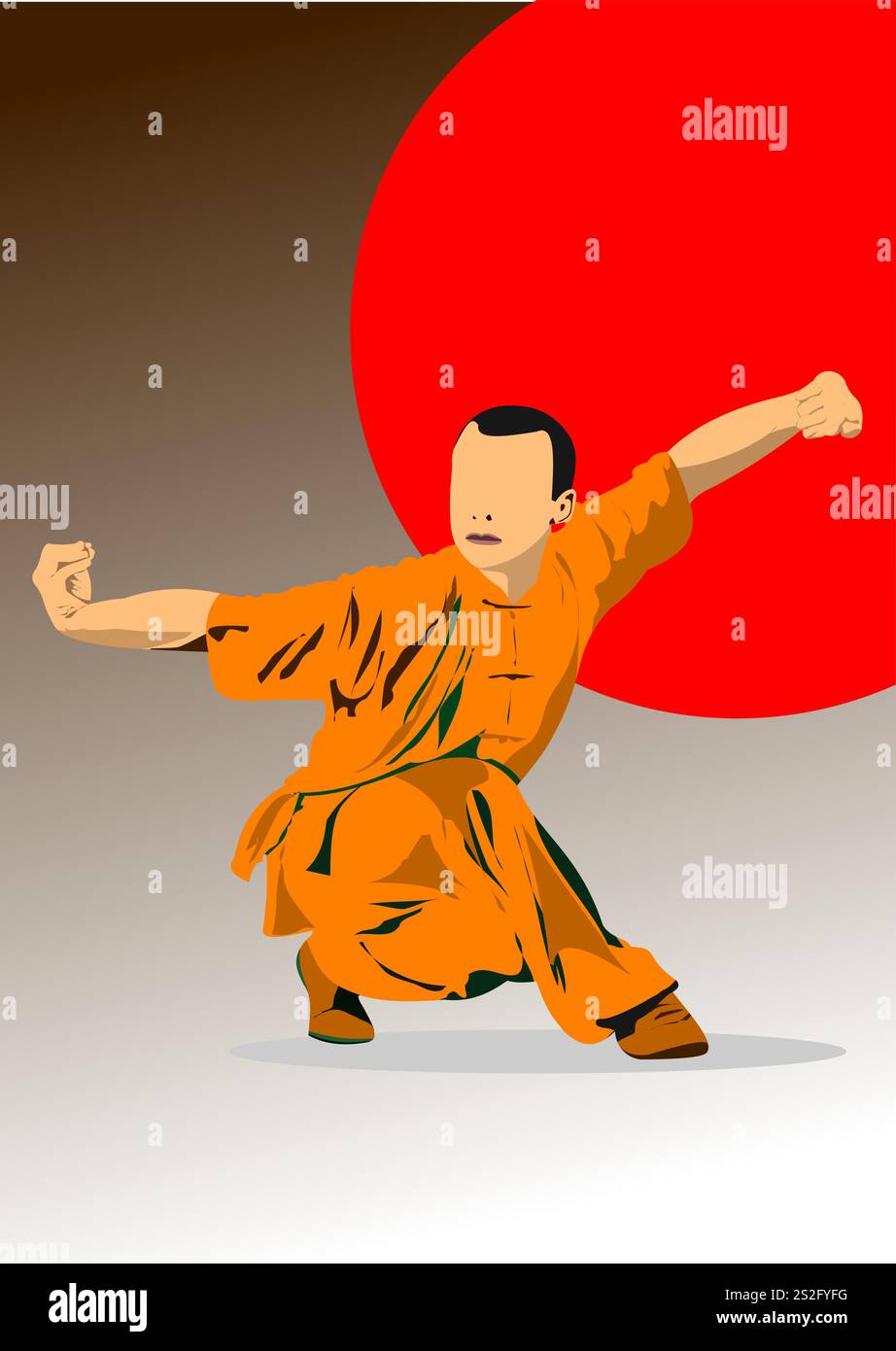 Sports de combat orientaux. Illustration vectorielle 3D colorée Illustration de Vecteur
